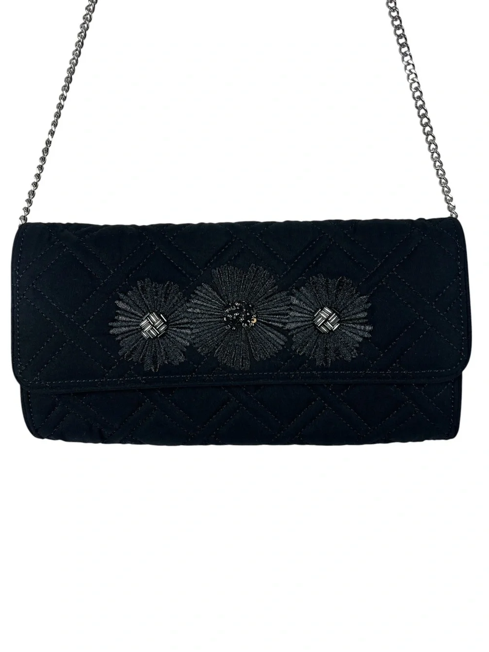 Vera Bradley Celebration Clutch Midnight Blossoms Quilted Chain Crossbody NWT